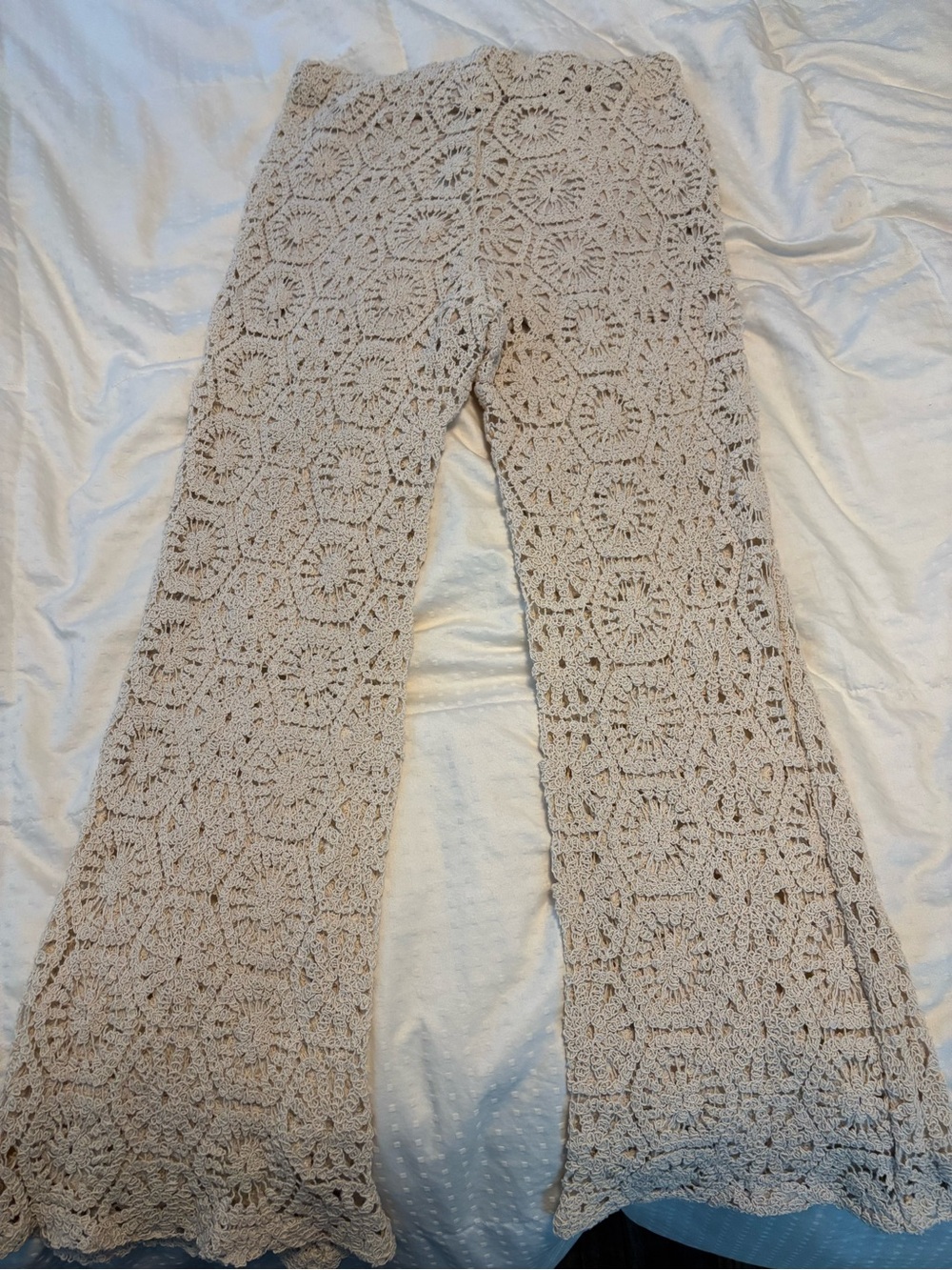 Ellison Crochet Sheer Wide Leg Pants Size L